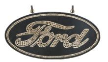 FORD AUTOMOBILES COMPLETE PUNCHED TIN OVAL LIGHT UP DEALERSHIP SIGN.
