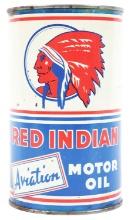 RED INDIAN AVIATION MOTOR OIL IMPERIAL ONE QUART CAN W/ NATIVE AMERICAN GRAPHIC.
