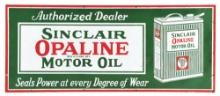 SINCLAIRE OPALINE MOTOR OIL PORCELAIN SIGN W/ OIL CAN GRAPHIC.