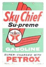TEXACO SKY CHIEF "SU-PREME GASOLINE" PORCELAIN PUMP PLATE.
