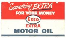 ESSO EXTRA MOTOR OIL DOUBLE-SIDED TIN SIGN.
