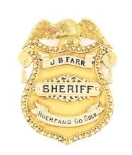 J.B. FARR PRESENTATION 14K GOLD COLORADO SHERIFF BADGE.