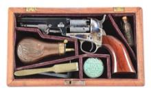 (A) SPECTACULAR COLT MODEL 1849 POCKET PERCUSSION REVOLVER WITH FITTED CASE.