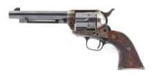 (C) COLT SINGLE ACTION ARMY REVOLVER FIT WITH DESIRABLE FLEUR DE LIS GRIPS.