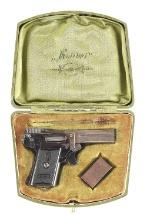 (C) DESIRABLE DIMINUTIVE CASED FRANZ PFANNL 2MM KOLIBRI SEMI AUTOMATIC PISTOL.