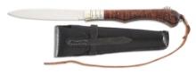 BILL MORAN CUSTOM FOLDING KNIFE WITH LEATHER SCABBARD