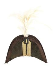 US MILITIA BICORN, CHAPEAU DE BRAS, WITH PLATE AND PLUME.