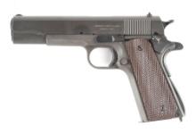 (C) ITHACA M1911 A1 SEMI-AUTOMATIC PISTOL WITH DRY BAG AND HOLSTER (1944)