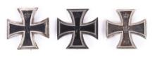 LOT OF 3: IMPERIAL GERMAN 1914 1ST CLASS IRON CROSSES.