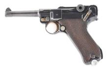 (C) 1936 DATE MAUSER "S/42" CODE P.08 LUGER SEMI AUTOMATIC PISTOL WITH HOLSTER.