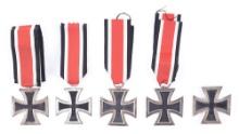 LOT OF 5: GERMAN WWII IRON CROSSES.