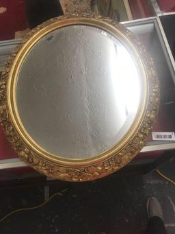 Oval Gold Leaf Beveled Mirror...