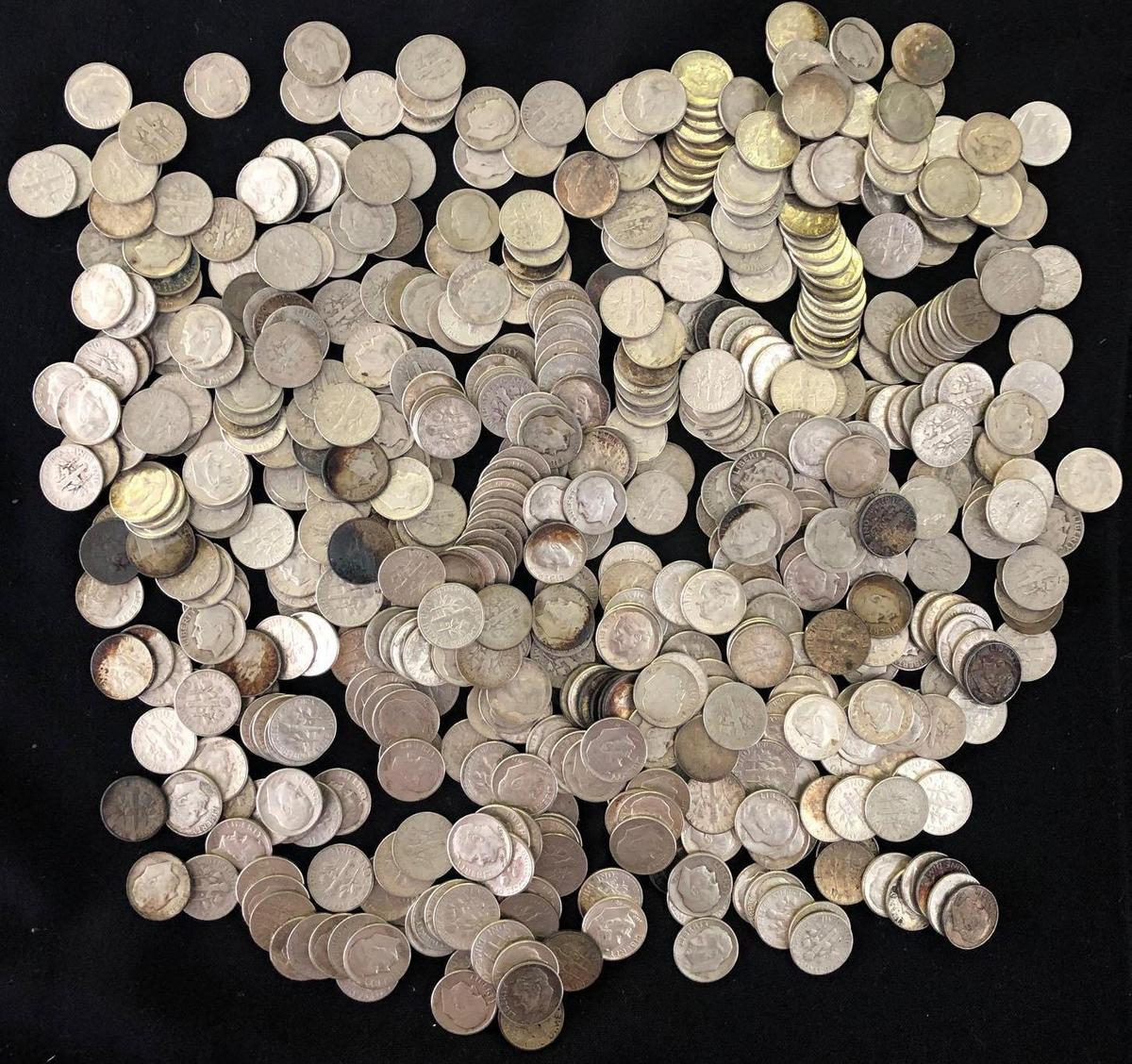 Approximately 570 Roosevelt Silver Dimes