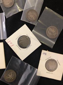 1 Lot of 9 Barber Quarter Dollars