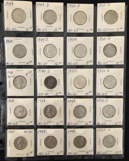 1 Lot of 20 Silver Washington Quarters