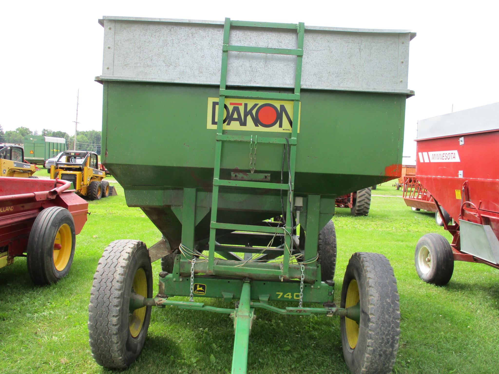 Dakon Model 231 gravity wagon w/JD 740 running gear, 9.00R-20 truck tires