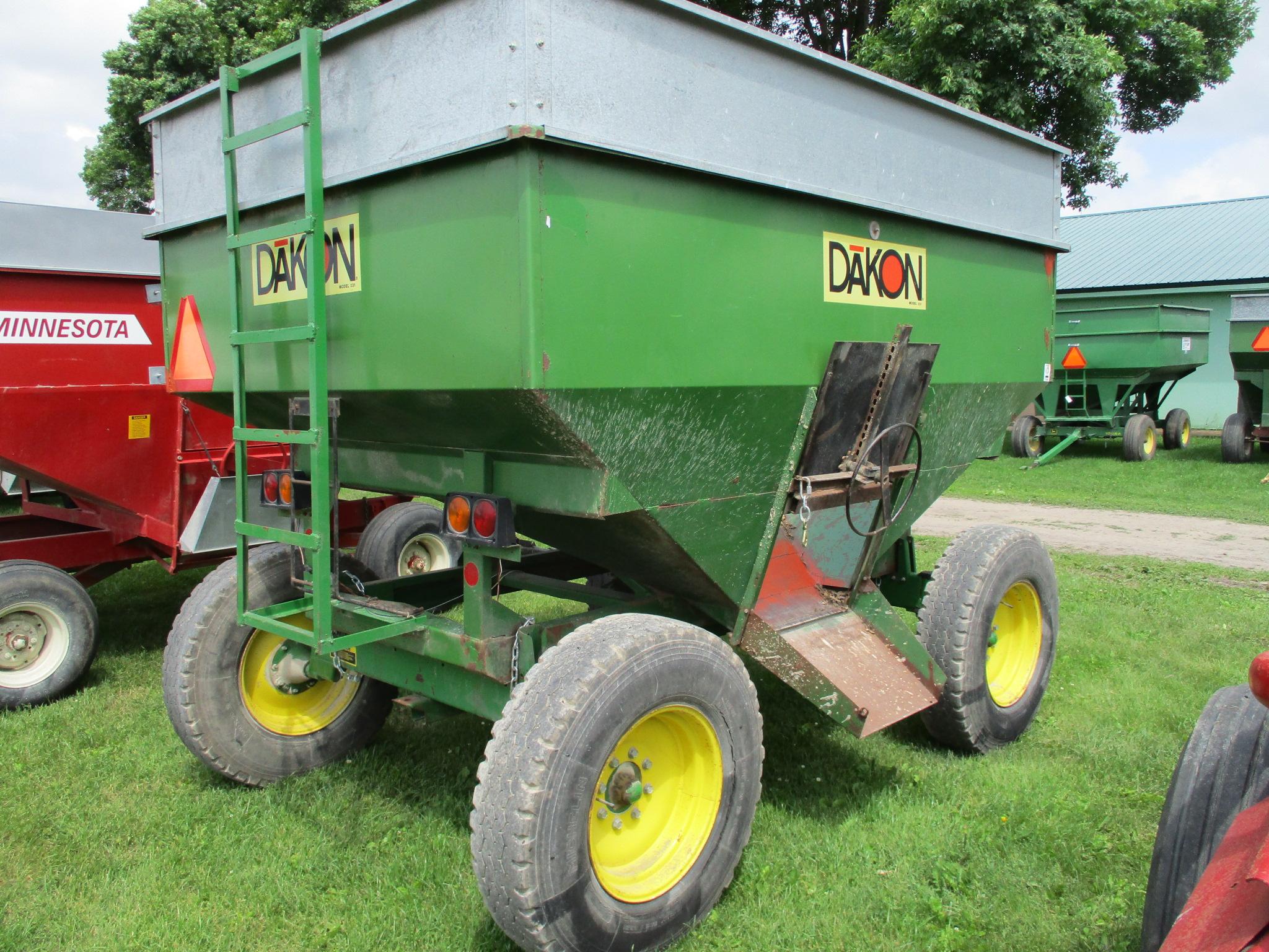 Dakon Model 231 gravity wagon w/JD 740 running gear, 9.00R-20 truck tires