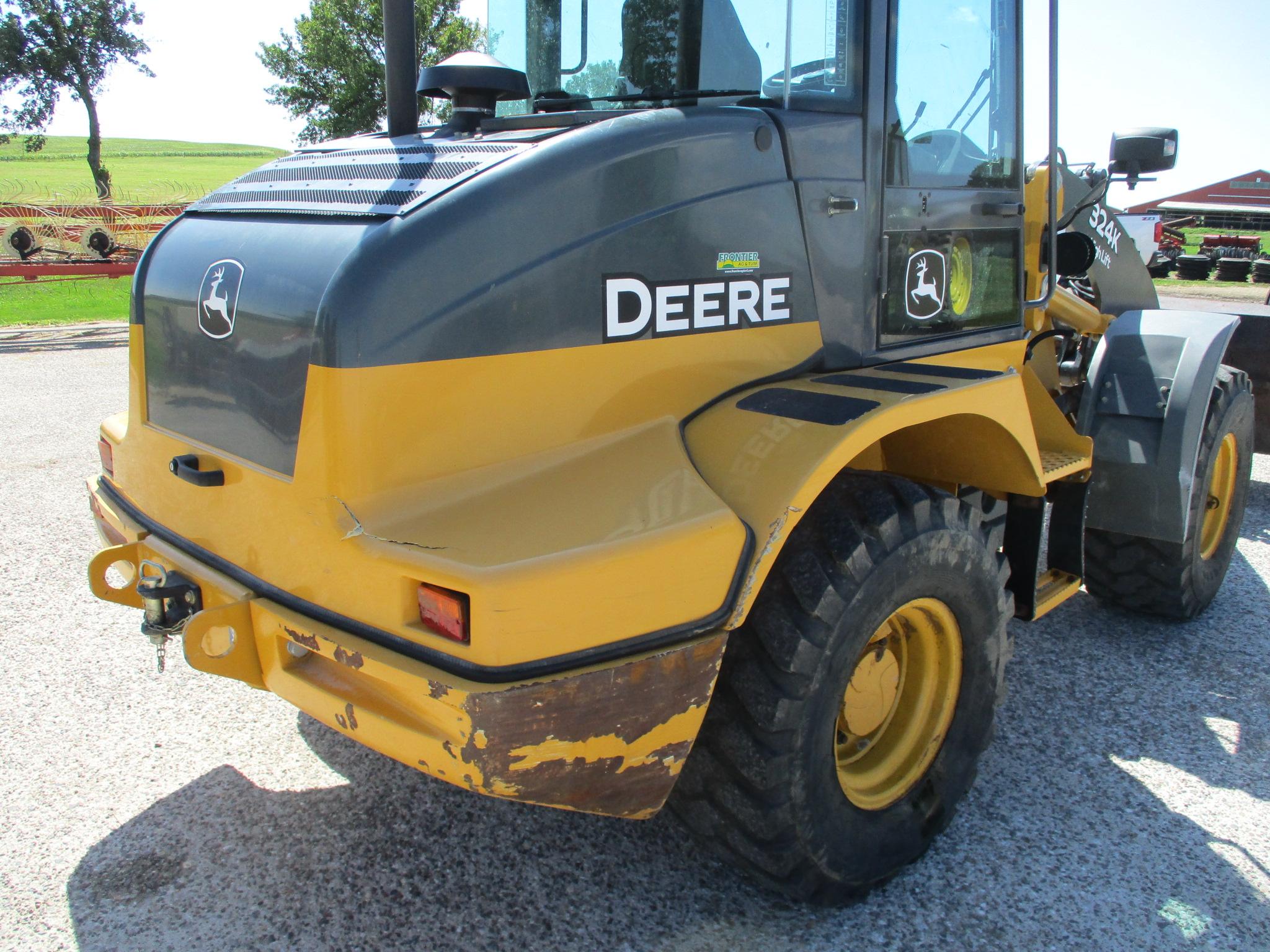 2017 John Deere 324K highlift wheel loader, cab, AC, heat, radio, 4,133 One owner hrs. JRB coupler