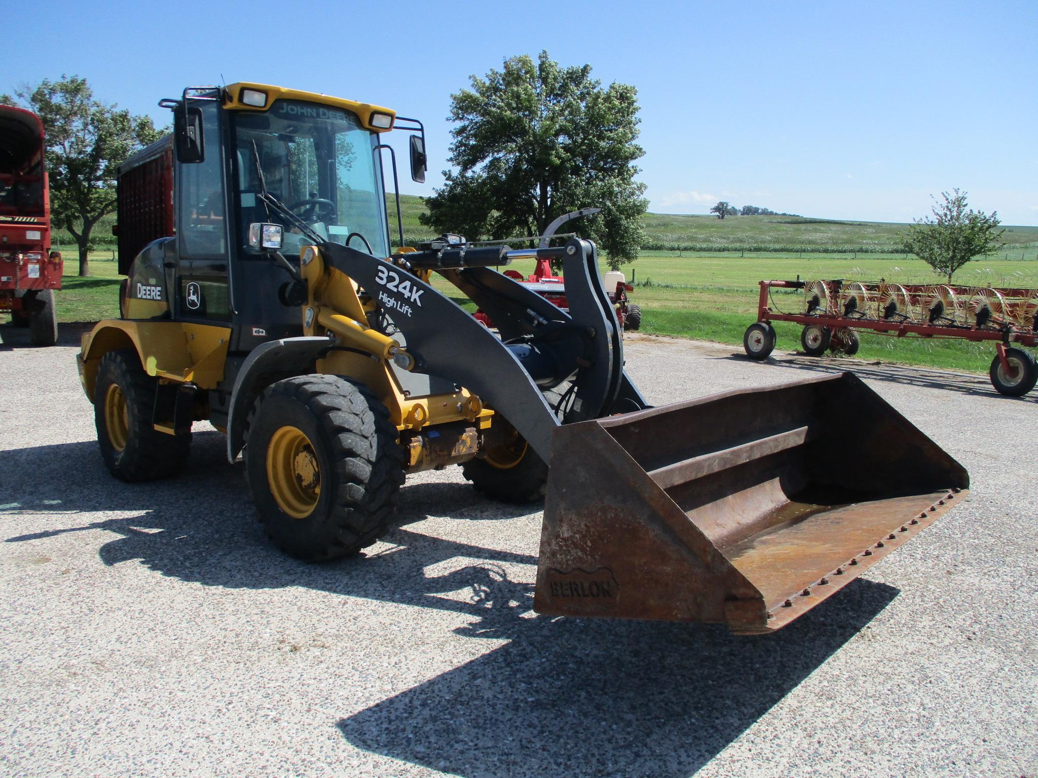 2017 John Deere 324K highlift wheel loader, cab, AC, heat, radio, 4,133 One owner hrs. JRB coupler