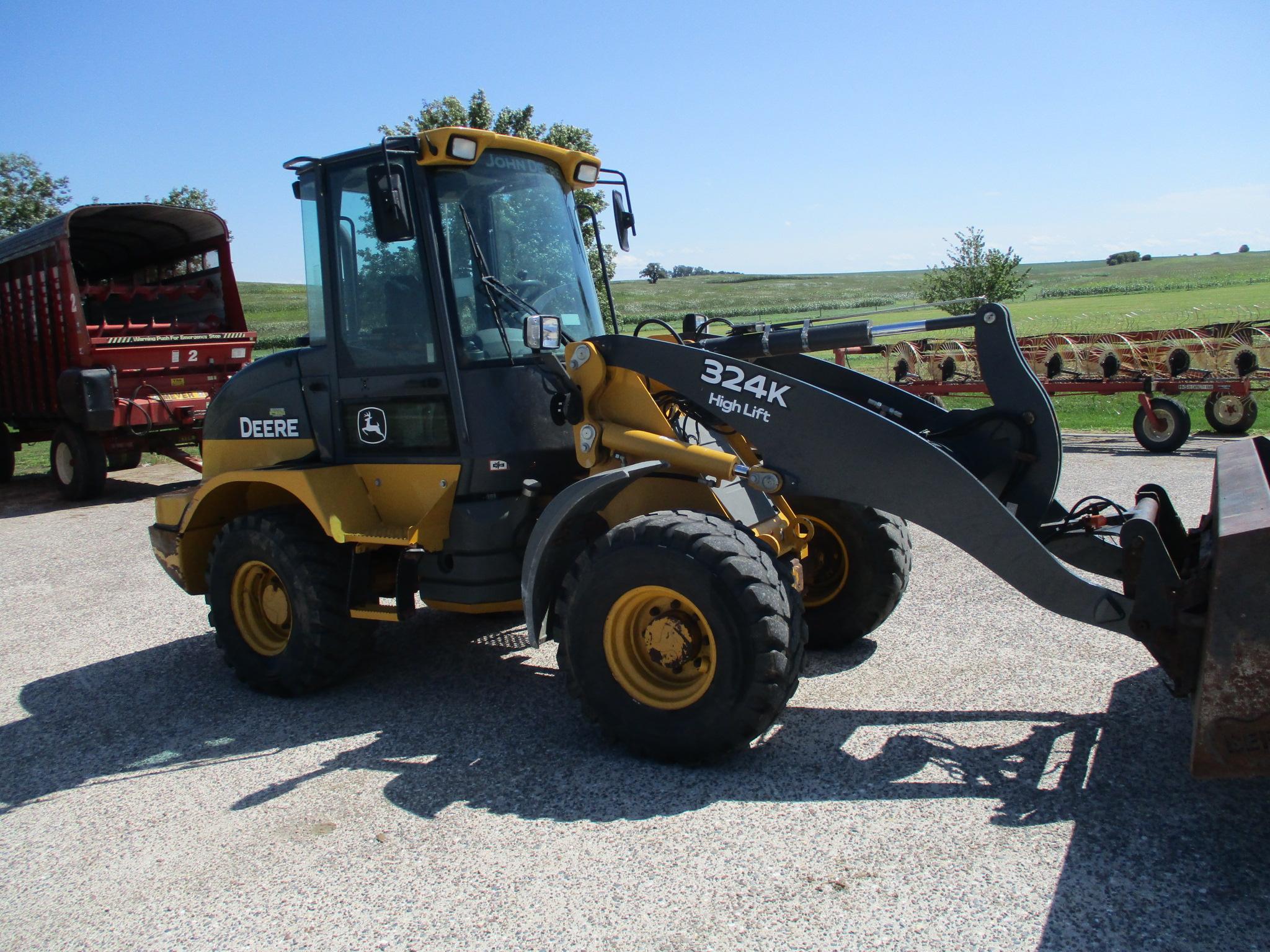 2017 John Deere 324K highlift wheel loader, cab, AC, heat, radio, 4,133 One owner hrs. JRB coupler