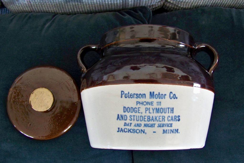 BEAN POT, PETERSON MOTOR CO, JACKSON, MN, SPONGE BARRELL, BEATER JAR