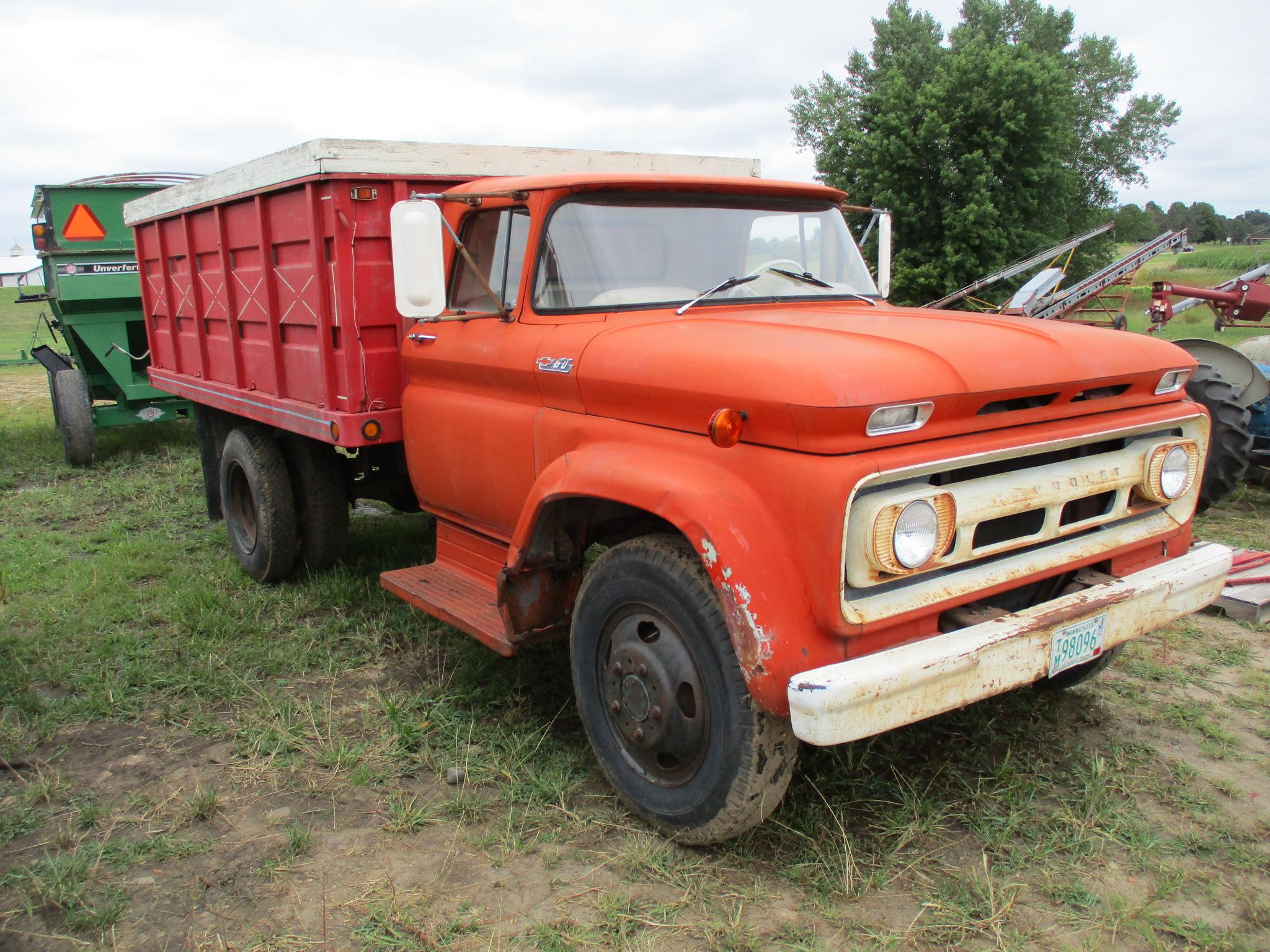 1962 Chevy 60 truck w/12' box & hoist, runs & drives