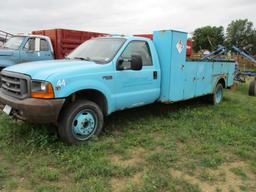 1999 Ford F550, V8 Power Stroke Dsl. dually, 359,305 miles showing, service body, runs & drives