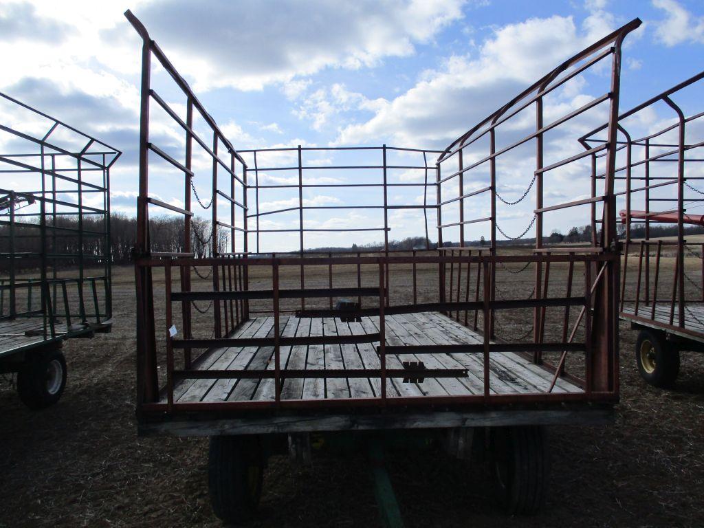 9' x 16' Metal bale wagon w/JD 1065A running gear