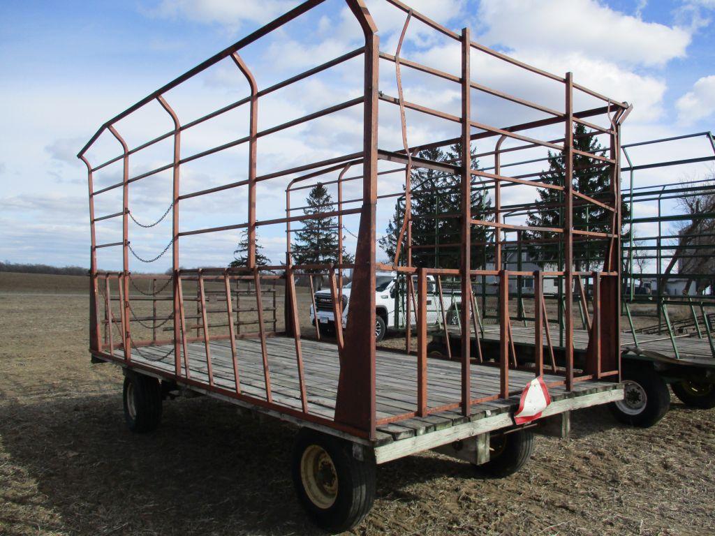 9' x 16' Metal bale wagon w/JD 1065A running gear