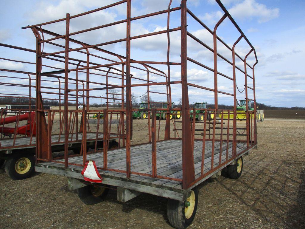 9' x 16' Metal bale wagon w/JD 1065A running gear