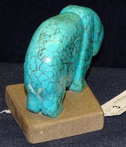 Carved Turquoise Bear  6" x 3.5"
