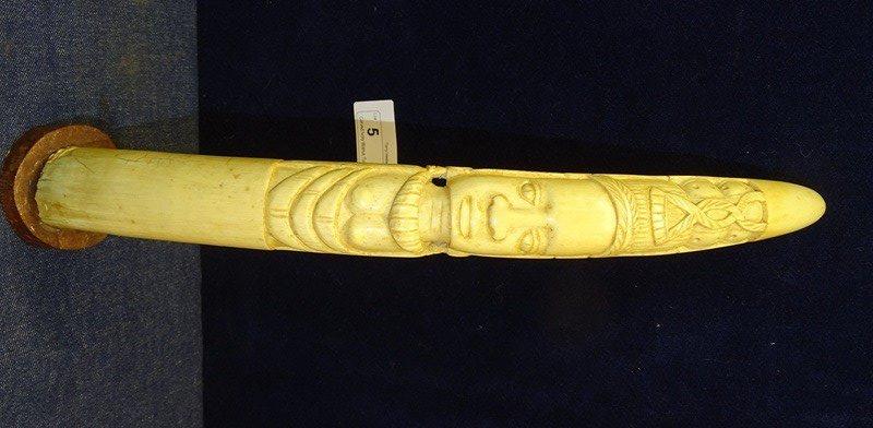 Carved Ivory Walrus Tusk 16"