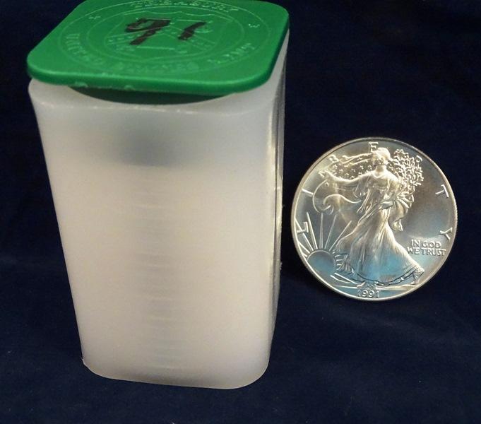 US MINT  Roll Of 20 American SILVER EAGLE Dollars