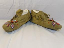 Native American Beaded Moccasins 9" Long