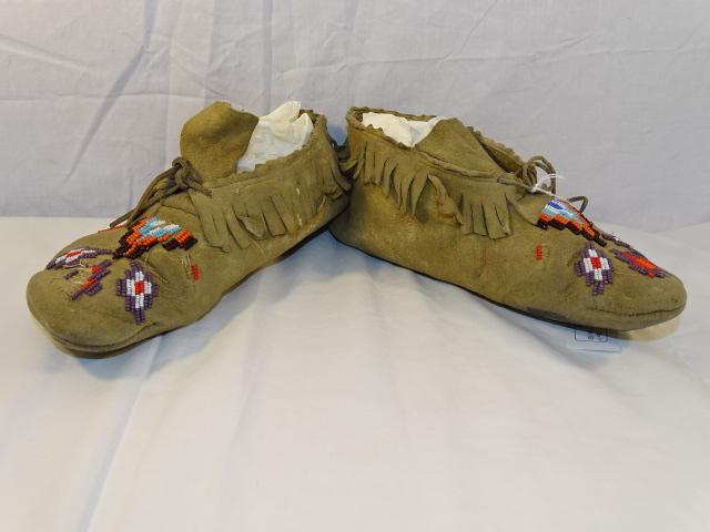 Native American Beaded Moccasins 9" Long