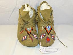 Native American Beaded Moccasins 9" Long