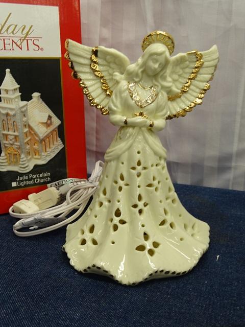 Porcelain Jade Angel lighted