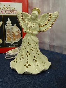 Porcelain Jade Angel lighted