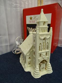 Porcelain Jade Church lighted