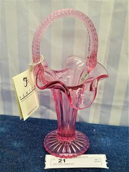 Pink Fenton Basket 8.5"