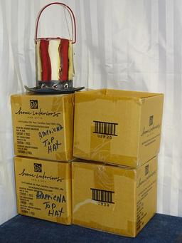 4 Tin American Top Hat Candle Holder MIB