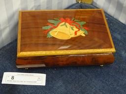 Wooden Music Box Inlay Top "Christmas Bells"