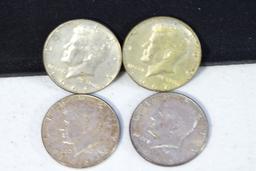 4 KENNEDY HALF DOLLARS 1964,65,66,67