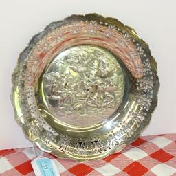 DENMARK SILVERPLATE BOWL W/EARLY VILLAGE SCENE