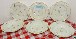 6 HAND PAINTED MEISSEN BOWLS 9" DIAMETER