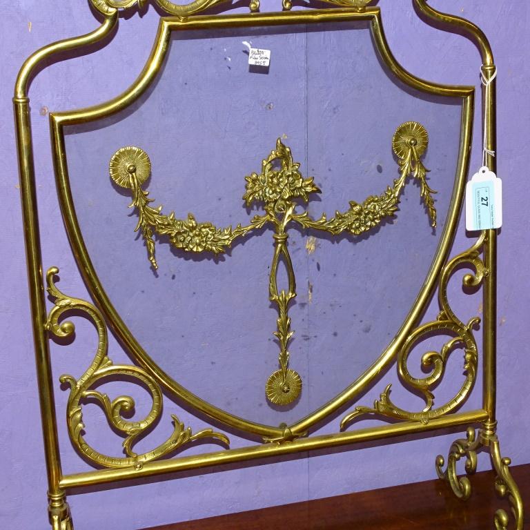 BEAUTIFUL GLASS AND BRASS FIRE SCREEN