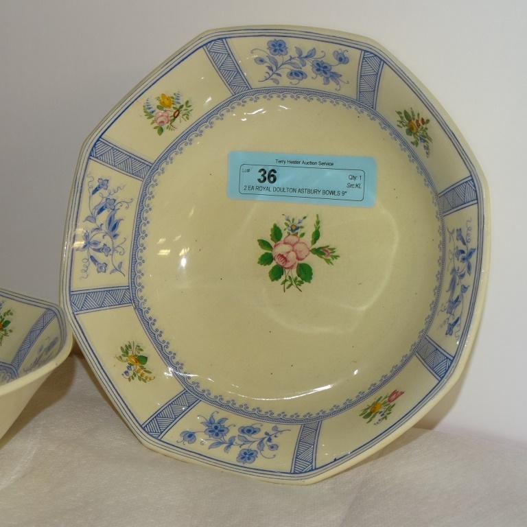 2 EA ROYAL DOULTON ASTBURY BOWLS 9" DIAMETER