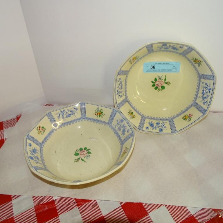 2 EA ROYAL DOULTON ASTBURY BOWLS 9" DIAMETER