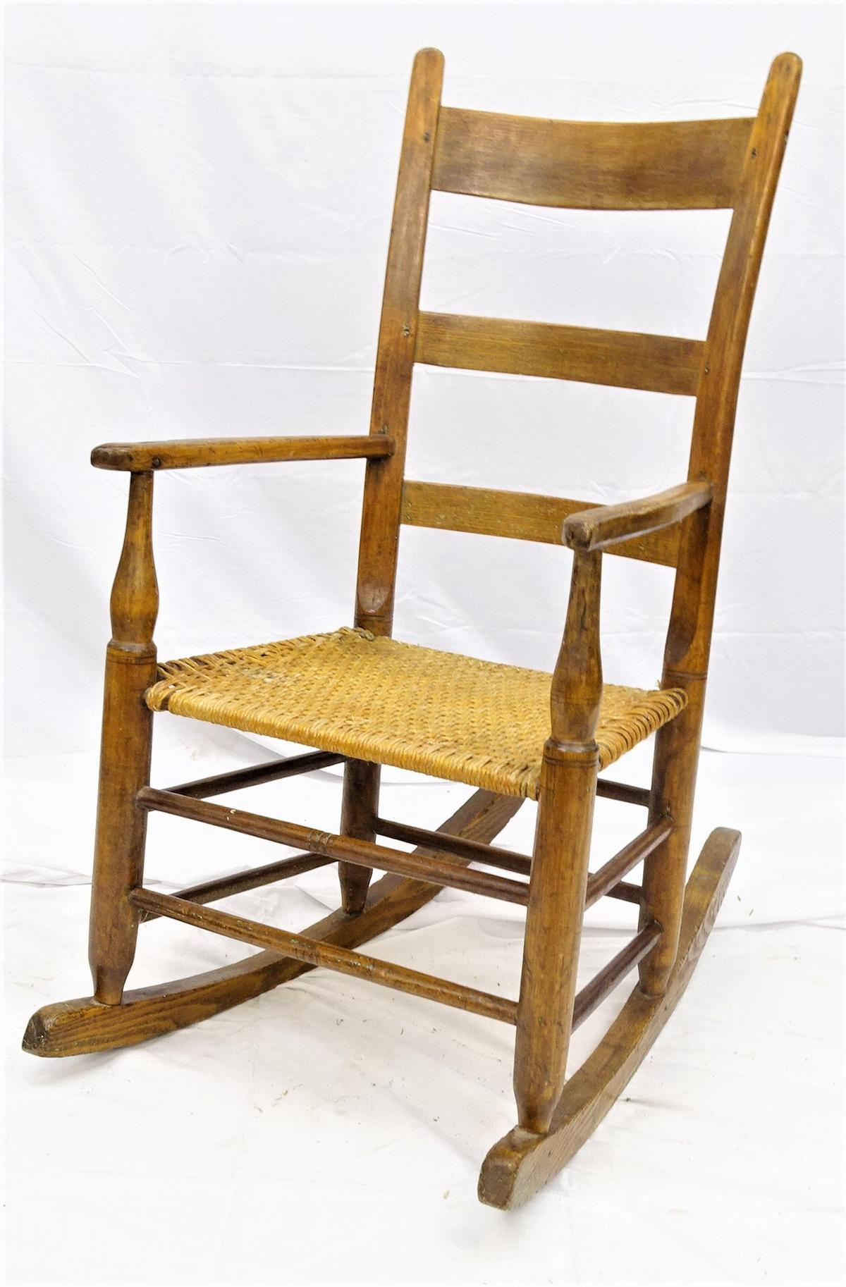 EARLY PEGGED ROCKER WOVEN BOTTOM