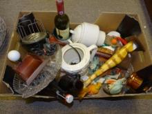 BOX LOT OF MISC-FIGURINES,THANKSGIVING ITEMS